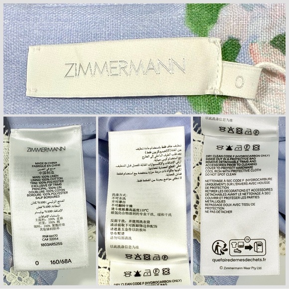 *SOLD* Zimmermann Everley Floral Belted Lace Trim Linen Shorts Light Blue NWT - Picture 7 of 17